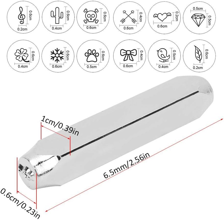 Metal Punch Stamp Nature Theme Stamping Tool Carbon Steel Stamp Punch Metal Jewelry Making Leather Wood12pcs 6mm 1/4" Stamps Punch Set Leather Tools - Image 4