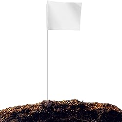 Zozen 50Pack White Marking Flags, Writable | Yard