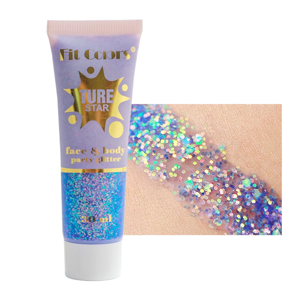 GL-Turelifes Holographic Body Glitter, Chameleon Face Glitter Mermaid Liquid Eyeshadow Fine Glitter for Body, Face, Hair, Halloween Wedding Festival Glitter Sparkling 1.06oz (#06 Blue)