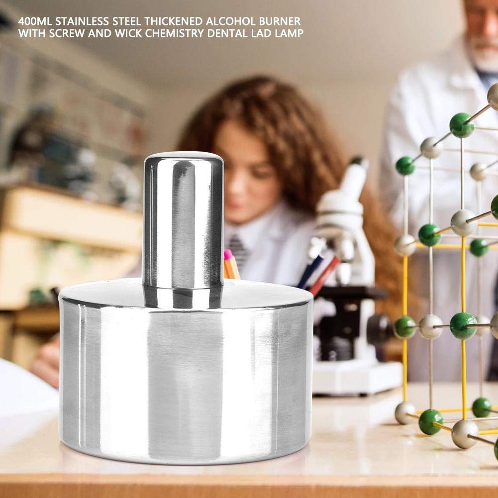 400ml Stainless Steel Thickened Alcohol Burner Laboratory Alcohol Lamp with Screw and Wick