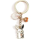 MUCOOS Halloween Keychain Pumpkin Keycharm Spider and Witch Charms Keyring Spooky Key Ring Gift for Women