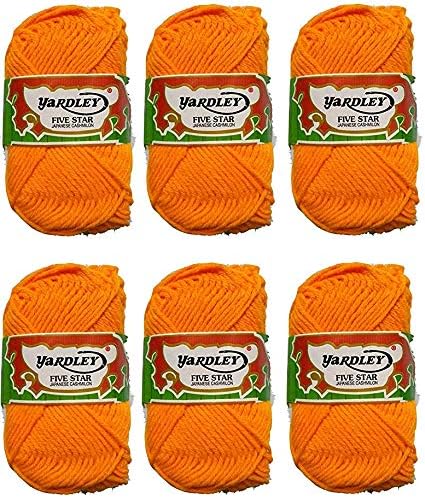 Yardley Five Star Oswal Acrylic Wool Yarn Hand Needle Art Craft Soft Fingering Crochet Hook Knitting Thread Dyed, Pack of 6 Balls