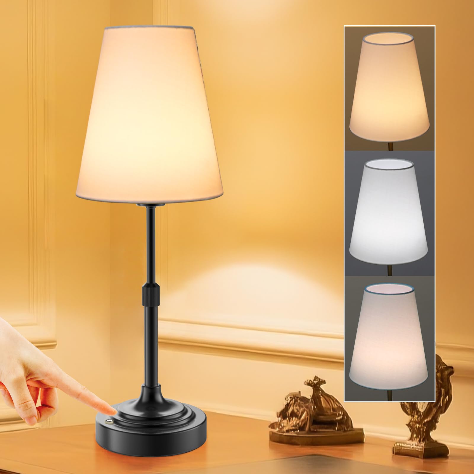 Photo 1 of xumemall Portable Cordless Table Lamp, Built in Rechargeable Battery, 2700-6000k Color Temperature, Fully Dimmable, Scalable, Ambient Light for Patio, Restaurant, Bar, Bedroom, Dining (Black)