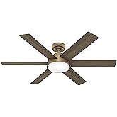 Hunter 52 inch Indoor Ceiling Fan with LED Light and Remote Control - Standard Mount Ceiling Fan, 6 Blades, For Bedroom, Livi