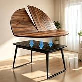 Round Foldable Table Top Extender Only,Walnut Table Tops No Legs,55 Inch | Space Saving Foldable Tabletop Extender, 6 Sizes 47" to 71", Table Top Only for Family Dinners &amp; Desktop Transformation