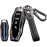 HIBEYO 4 Button Key Fob Cover for Porsche 911 Cayenne Macan Panamera Taycan Smart Key Cover for Porsche Keyless Entry Remote Shell Accessories-A Keychain Black