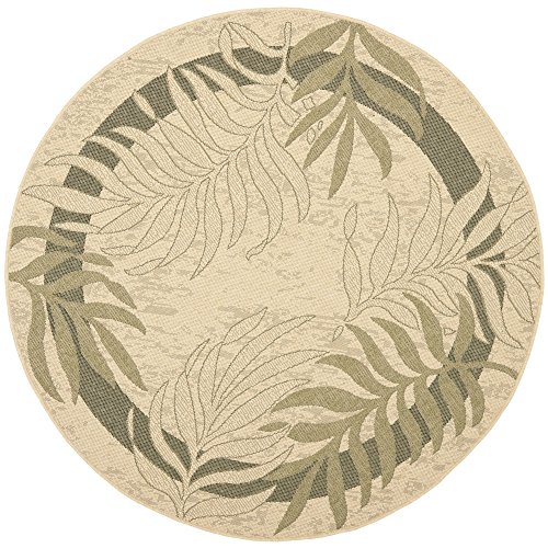 Safavieh Courtyard Collection CY7836-14A5 Cream and Green Indoor/Outdoor Round Area Rug (6'7