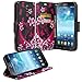 Galaxy Wireless Cases Compatible for Galaxy Mega 6.3, Samsung Galaxy GT-I9200 I9205 i527 Mega 6.3 Case Wallet Flip Folio [Kickstand] Pu Leather Wallet Case ID & Card Slot - Hot Pink Heart Sensation