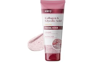 Envy Collagen & Glycolic Acid Face Scrub - Anti-Aging, Softening & Dark Spot Improving Exfoliating Scrub - Dermatologist Tested, Clean Beauty for All Skin Types - 6.76 Oz