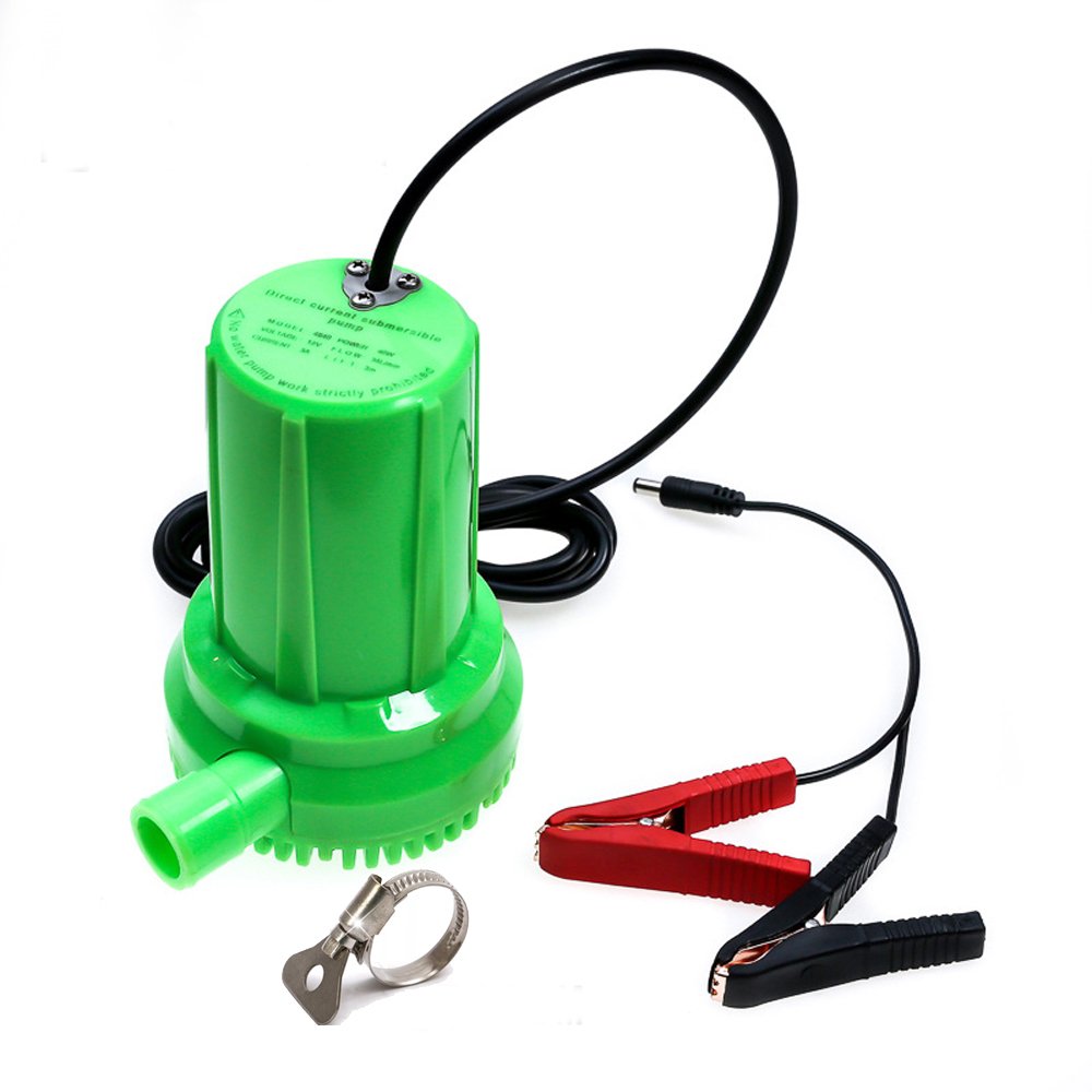 NUZAMAS DC 12V 60W Submersible Water Pump Solar Powered Water Pump with 1.8m Cable & Alligator Clips, 40L/min 3m Lift