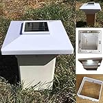 Solar Post Cap Low Profile 4 SMD LED Off White 4"X4" PVC Fence Post With Adapter for 3.5" x 3.5" Wood Post