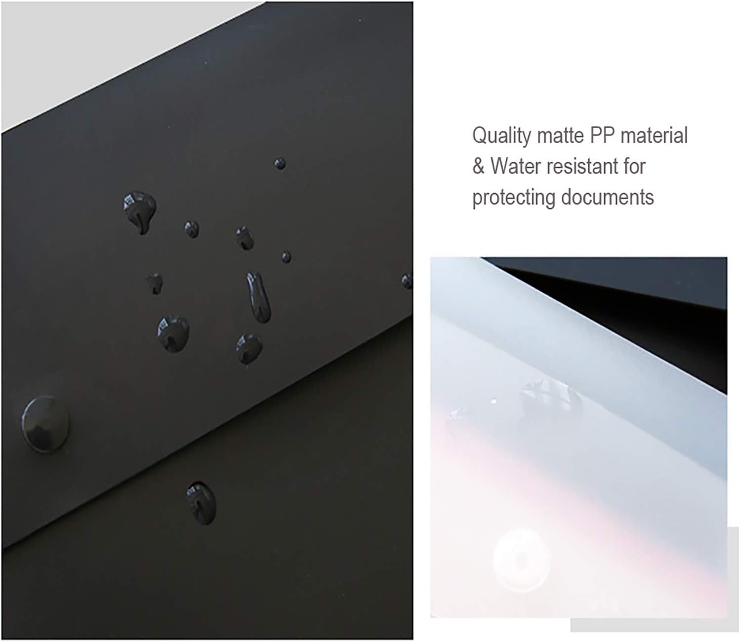 VANRA Poly File Folder Pockets File Jacket Plastic Envelope Flat Document Letter Organizer with Snap Button Closure A4 Letter Size (Pack of 5, Black) : Office Products