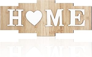 Home Signs for Home Decor, Wood Home Sign, Home Heart Rustic Wall Decor, Sweet Farmhouse Wooden Wall Sign Decoration Wood Letters Ornament for Bedroom, Living Room, Wedding Decor (Natural Color)