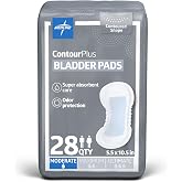 Medline Bladder Control Incontinence Pads, 5.5 in x 10.5 in, 28 Count | ContourPlus Series, Moderate Absorbency, Cloth-Like Material for Comfort, Water Resistant Backing, White