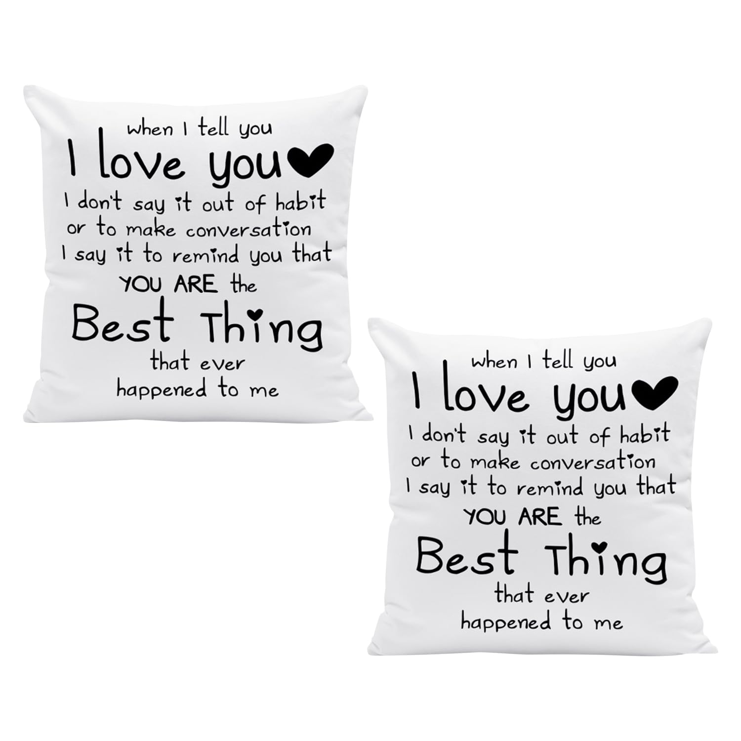 USHXVG 2 Piece Pillowcases, I Love You Cushion Cover, White Throw Pillow Cover, Pillow Decor Accessories, Valentine's Day Cover Cushion, Sofa Bed Home Decor