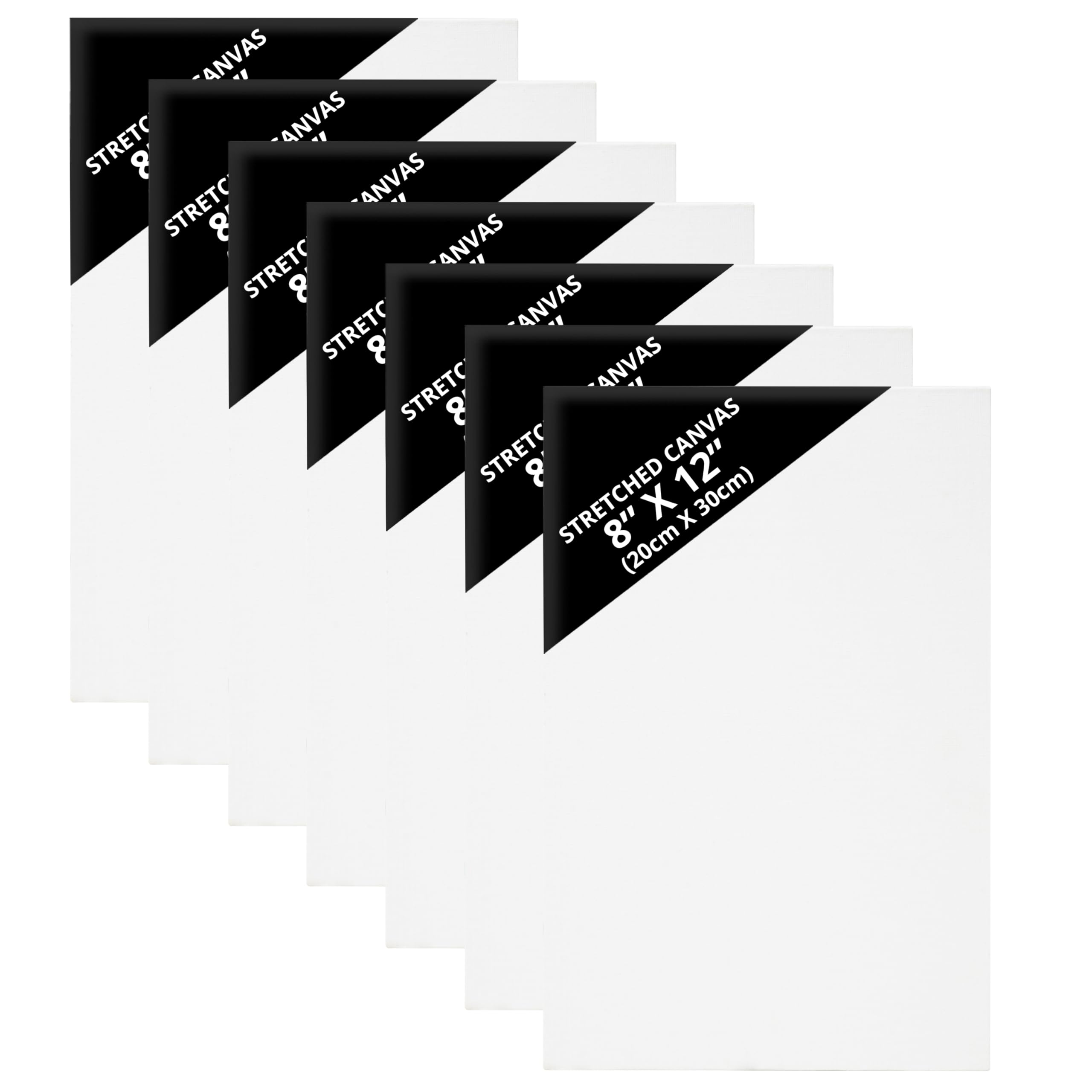 Belle Vous 7 Pack Blank Canvas - 20 x 30cm (8 x 12 inches) - Pre Stretched Canvas Panel Boards - Suitable for Acrylic and Oil Painting Also for Sketching and Drawing