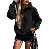 SHEWIN Women's Casual Hoodies Long Sleeve Solid Lightweight Pullover Tops Loose Sweatshirt with Pocket