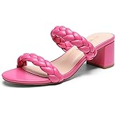 DREAM PAIRS Women's Two Braided Strap Low Heels for Women Open Toe Block Chunky Heels Sandals Holiday Party Wedding Dress Pumps Shoes