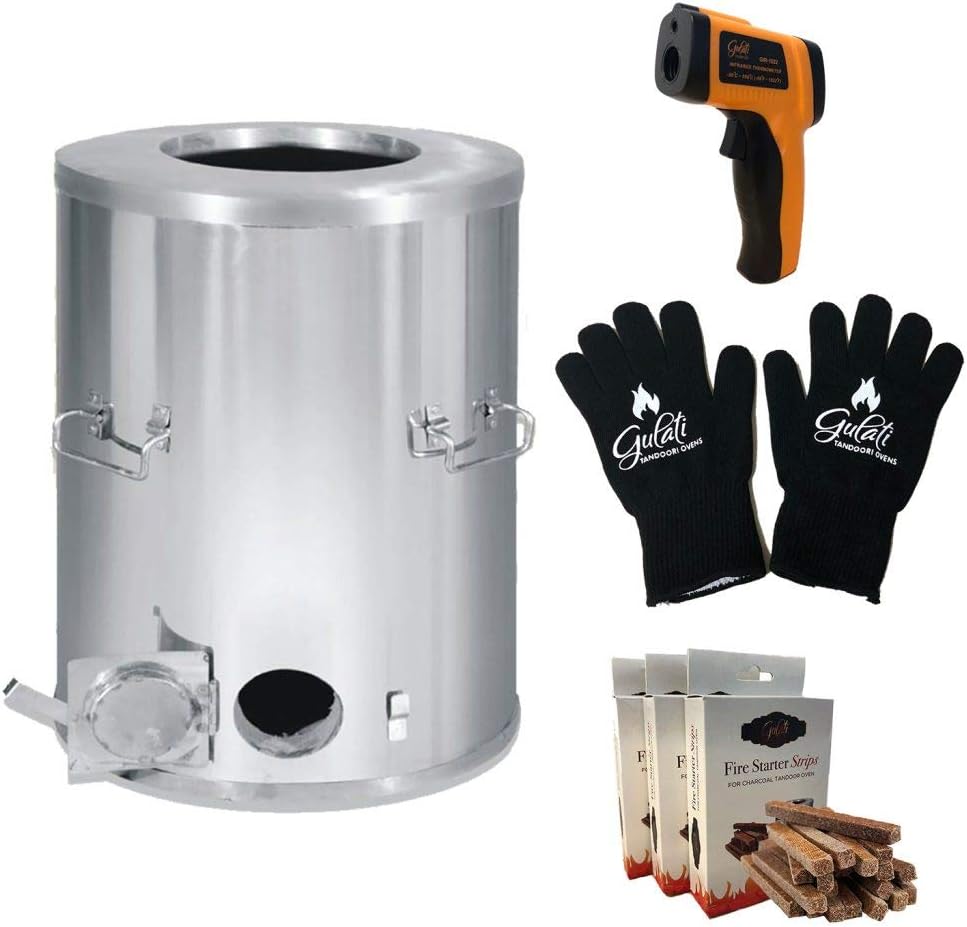 Home Tandoori Oven Premium Accessory Kit - Infrared Temperature Gun, High-Heat Gloves, Charcoal Starter Strips