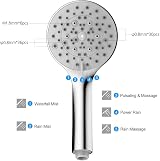 SAMODRA High Pressure Handheld Shower Head with Hose 5 Spray Settings Chrome view 5
