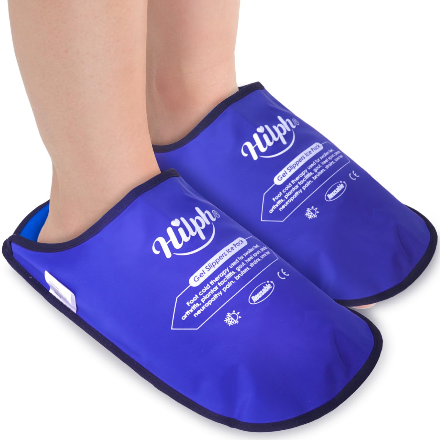 Hilph Foot Ice Pack Slippers for Plantar Fasciitis 2 Pack, Ice Pack Slippers for Hot Feet Cold Compression Therapy Gel Cooling Slippers for Foot Neuropathy, Swollen, Extensor Tendonitis, Gout Relief