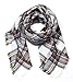 QIXING Plaid Blanket Thick Winter Scarf Tartan Chunky Wrap Oversized Shawl Cape White Blue