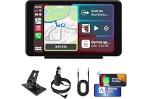 Plimpton Portable Carplay for Apple/Android Auto Screen for Car, 7 Inch IPS Touch Screen Wireless Car Play Driveplay Multimedia Player with Voice Control, BT, GPS, Mirror Link for Vehicle