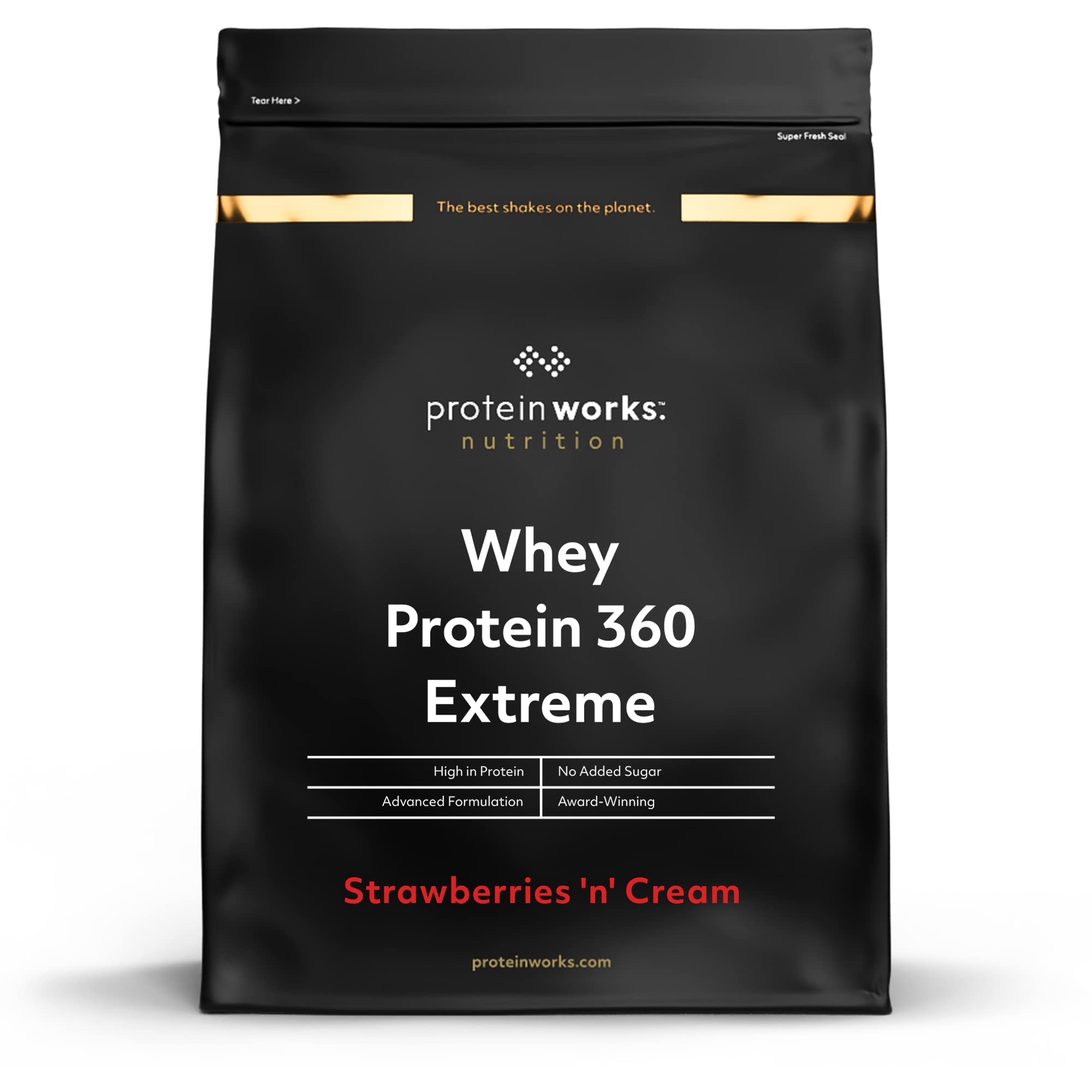 Protein Works - Whey Protein 360 | Premium Whey Protein Powder Blend | No Added Sugar Protein Shake | 80 Servings | Strawberries 'n' Cream | 2.4kg