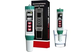 Digital PH Meter, Pool Salt Tester, Digital 5 in 1 Salinity pH EC Temp TDS Meter for Water Quality, Waterproof Water Tester f