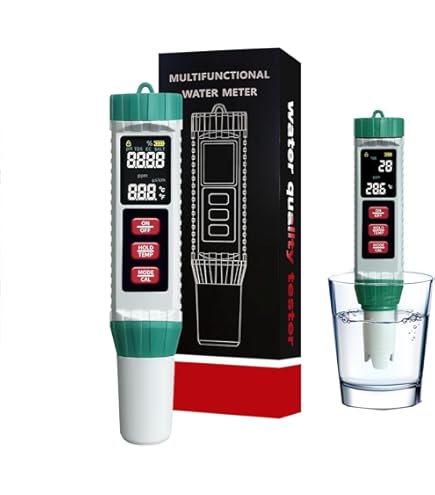 UIUZMAR pH- en zoutmeter voor zwembaden, elektronische zoutmeter, digitale zoutmeter voor water, tester 5-in-1 pH/zout/EC/TDS/Temp voor aquarium, hydrocultuur, drinkwater, zwembad