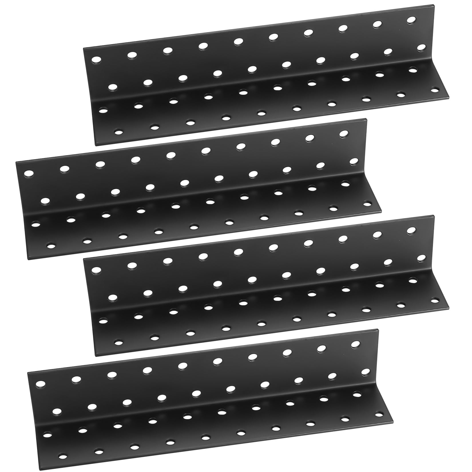 4 Pcs Black Metal Angle Brackets for Wood - Corner Brackets for Raised Garden Bed, Fixing Repairing Jointing Furniture Shelves Cabinets, 200x40x40mm, Screws Included