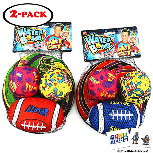 Water Bomb Wet Set Water Splash Balls Water Football Water Frisbee Pool Toy Soakers Outdoor Sports with 2 GosuToys Stickers