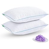 Friendriver Shredded Memory Foam Pillows for Sleeping 2 Pack - Cooling Bed Pillows Standard Size Set of 2 - Firm Pillow for Side and Back Sleepers Adjustable Gel Pillow with Removable Cover