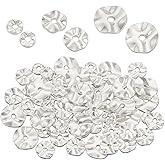 PH PandaHall 60pcs Silver Spacer Beads 4/6/8mm Wavy Disc Beads Flat Round Loose Bead Brass Bead for Summer Bikini Beach Layered Bracelets Necklaces Earrings Satellite Jewelry Making