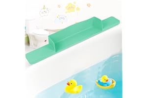 Aqqwxyq Longer Bathtub Splash Guard, Silicone Tub Splash Guard with Hand Support, Tub Play Shelf with Suction Cups, Extra Play Area for Kids' Bath, Bathroom Accessories, No Mess in Bath Time (Green)