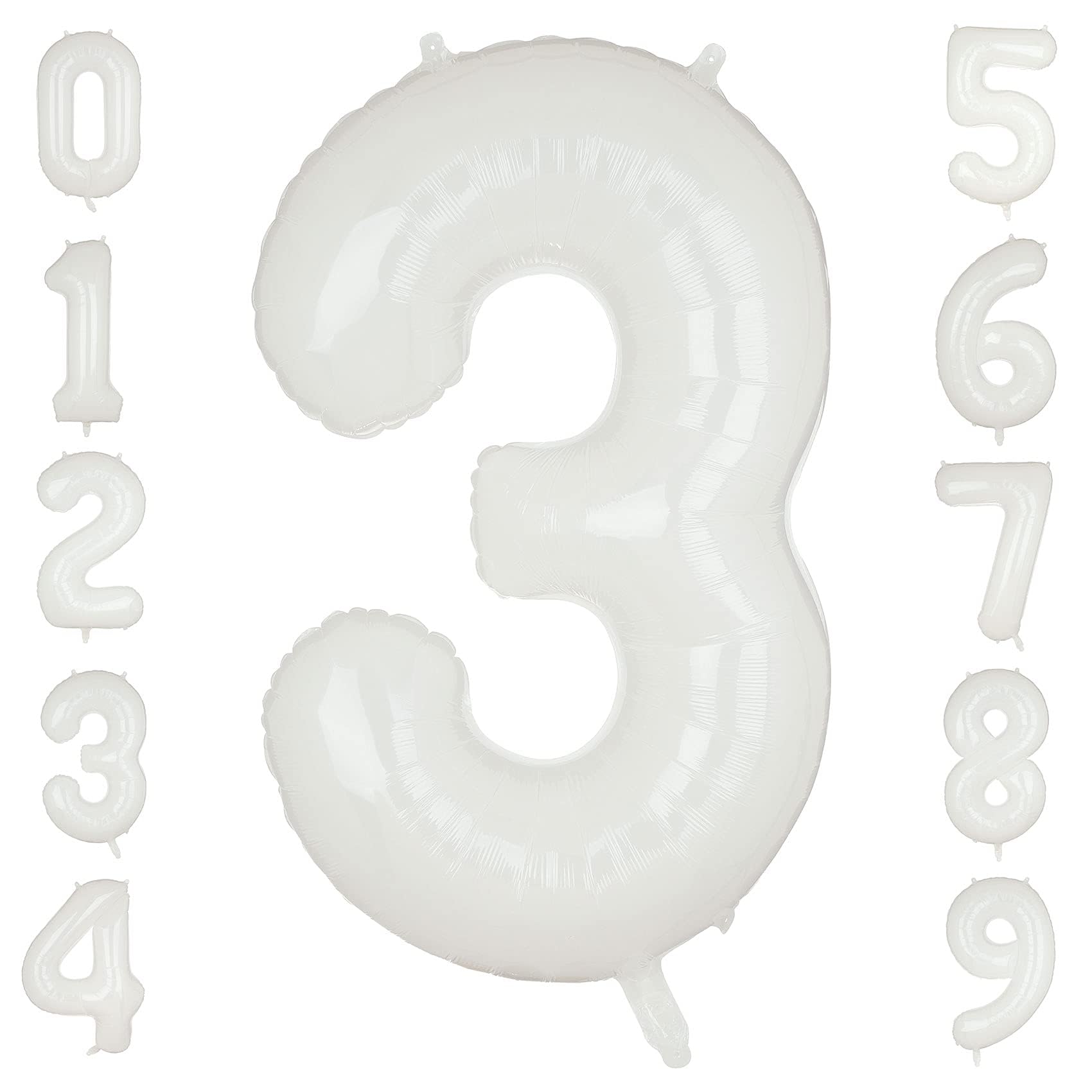 Large Foil Number 3 Balloons White Big Mylar Helium Balloon Birthdays Party Decorations Supplies 40 Inch
