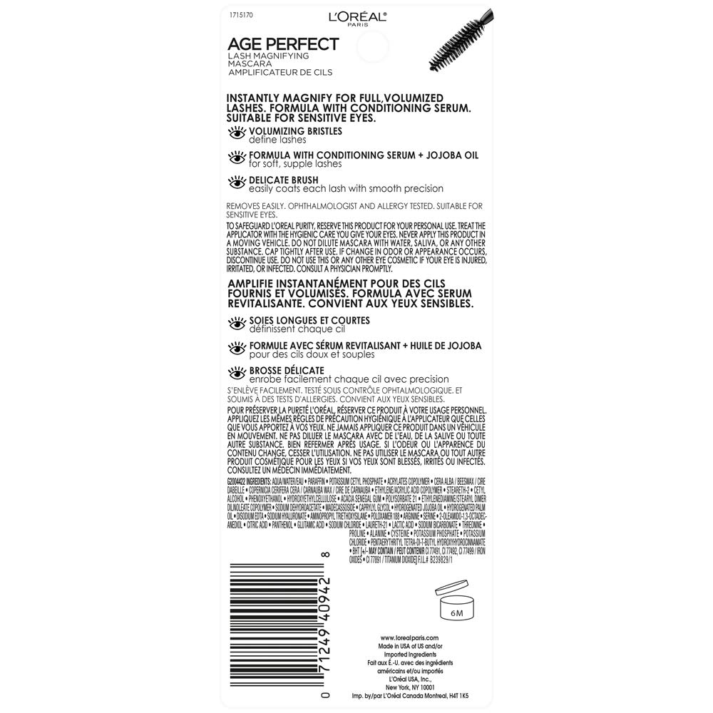 L’Oréal Paris Age Perfect Lash Magnifying Mascara, Black, 0.28 Ounces