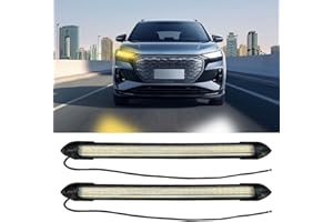 JOYCOURT 2PCS DRL LED Car Daytime Running Light Strip, 13 Inch Car Headlight Sequential White Yellow Turn Signal LED Light Strip, Waterproof Exterior LED Light for SUV Truck (35CM/13.77'')