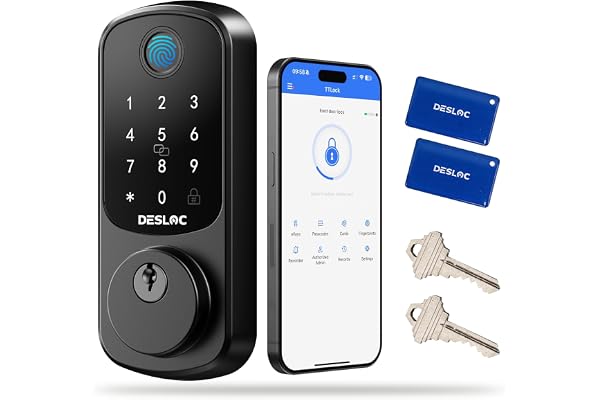 DESLOC B200 Fingerprint Smart Door Lock, Keyless Entry Deadbolt Lock | Front and Exterior Door, App Control, Touchscreen Keyp