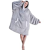 LANYETON Wearable Blanket Hoodie, Warm Cozy Fluffy Oversized Fleece Sweatshirt Blanket with Sleeves and Pocket