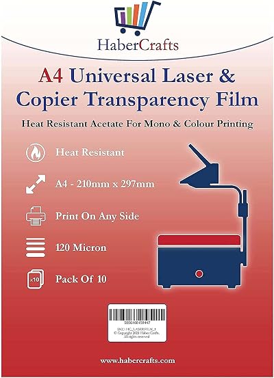 Habercrafts A4 Universal Transparency Film 120µm 50 Sheets Laser Printer