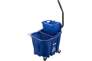 SPARTA Carlisle FoodService Products Omnifit Mop Bucket with Side Press Wringer and Soiled Water Insert for Floor Cleaning, Kitchens, Restaurants, And Janitorial Use, Polypropylene (Pp), 35 Quarts, Blue