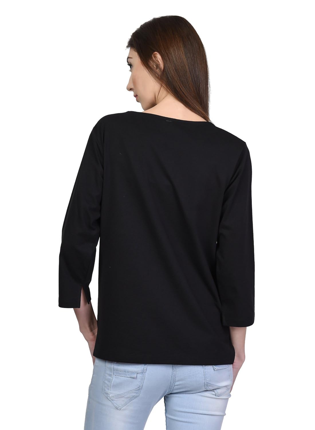 kalt women's v-neck 3/4th sleeves cotton blend top/t-shirt (tw14)