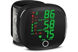 FOJOC Wrist Blood Pressure Monitor, 2024 New Rechargeable Blood Pressure Monitor, BP Machine with 2 x 99 Readings, Automatic Digital Display, Voice Broadcast, Blood Pressure Cuff for Home Use Black
