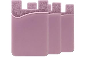 PHONE VILLAGE Cell Phone Card Holder for Back of Phone Case. Silicone Stick On Pocket Wallet for iPhone, Android & Other Flat Surfaces, Great for Credit Cards, Business Card, Cash & ID Cards (Pink 3 Pack)