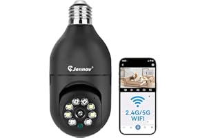 Jennov 2.4Ghz/5 Ghz WiFi Light Bulb Security Camera Wireless Outdoor - 2K Cameras for Home Security Outside, Light Socket Ind
