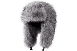 Zylioo XXL Oversized Faux Fur Trapper Hat, Large Fuzzy Winter Ear Flap Trooper Aviator Hat Big Heads Hunting Cap Skiing