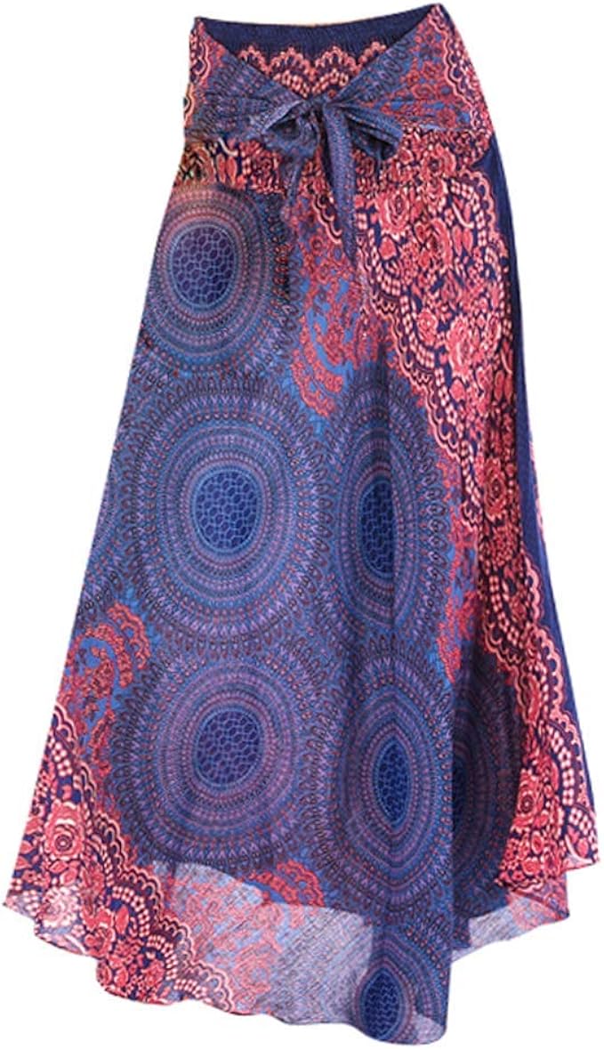 Ladies Retro Maxi Skirts Fashion Floral Bohemia Printed Long Fashion Basic Skirts Women Casual 