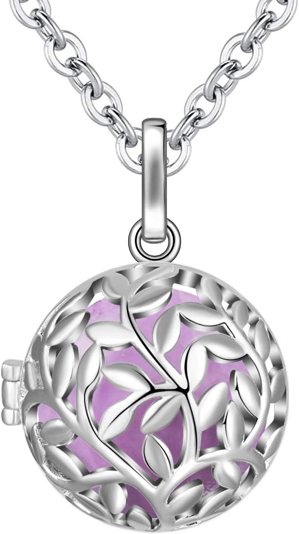 Tree of Life Necklace with Music Chime Wishing Ball Pregnancy Mexican Bola Pendant Necklacefor Women Ladies Jewellery Best Gift, 30"+45"