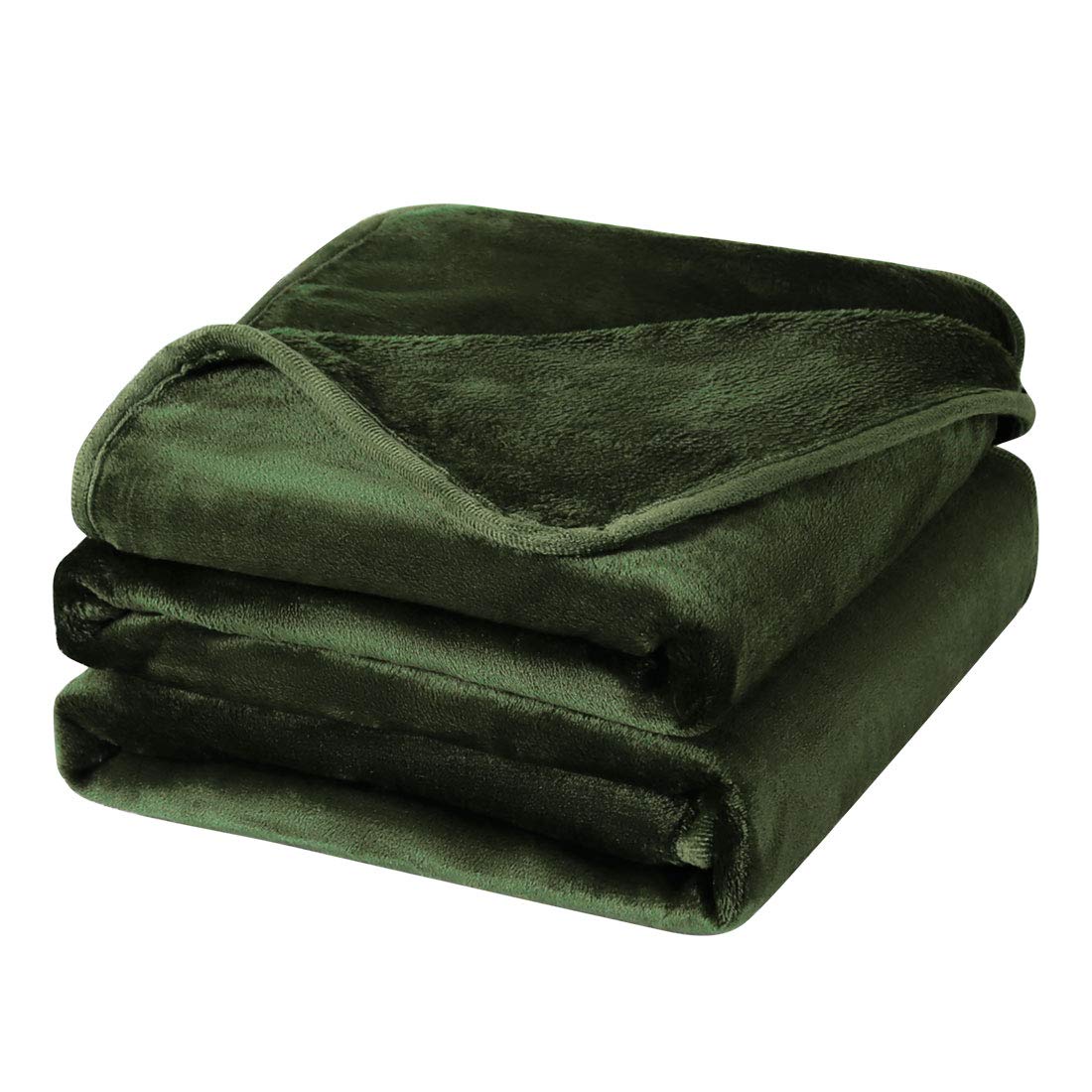 PiccoCasa Flannel Fleece Blanket Soft Lightweight Warm Fuzzy Blanket for All-Seasons, Luxury Comfy Decorative for Couch Living Room Olive Green 165 x 228cm